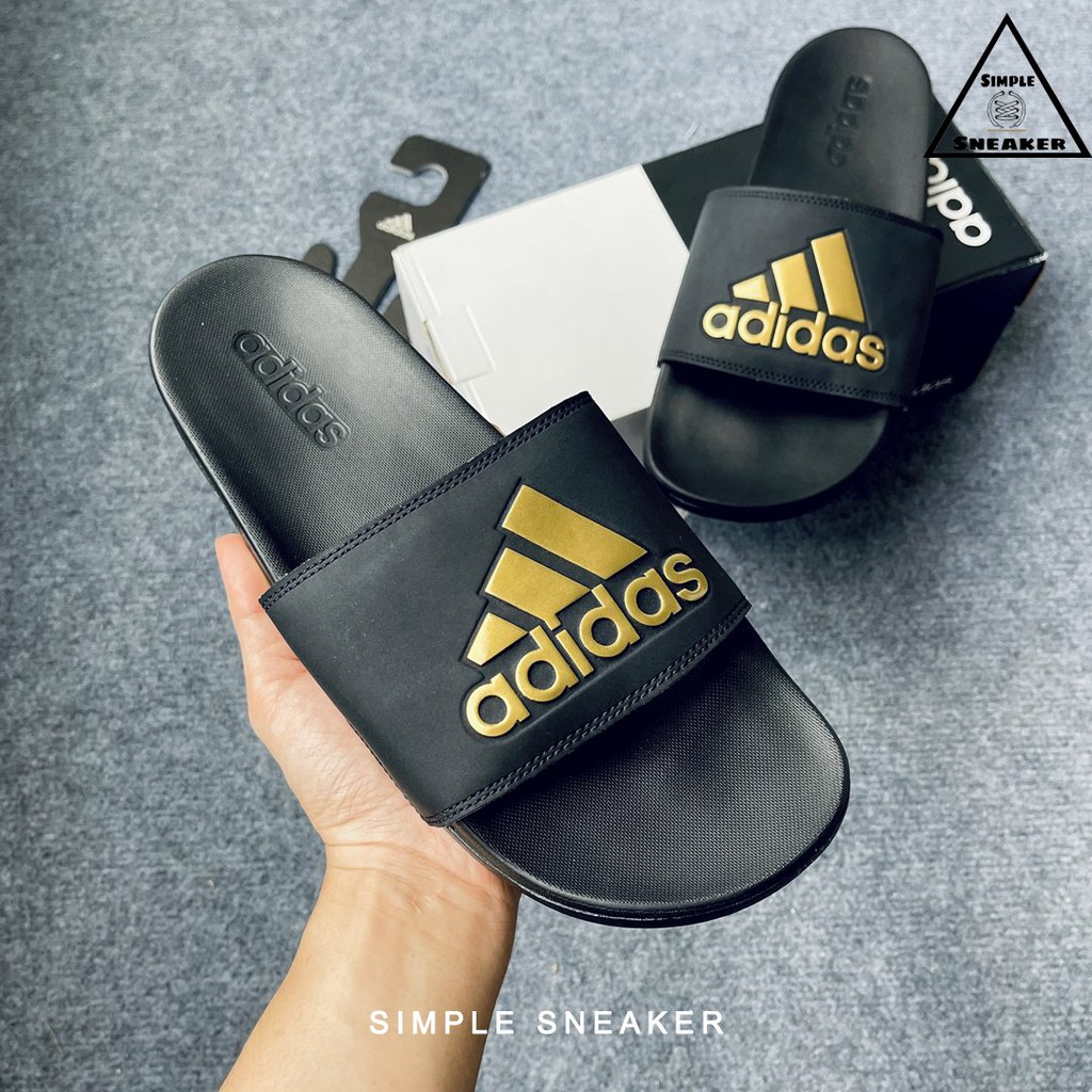 Dép Adidas Chính Hãng FREESHIPAdidas Adilette Comfort Slides Black Gold - Dép Nam Quai Ngang Chuẩn Auth EG1850