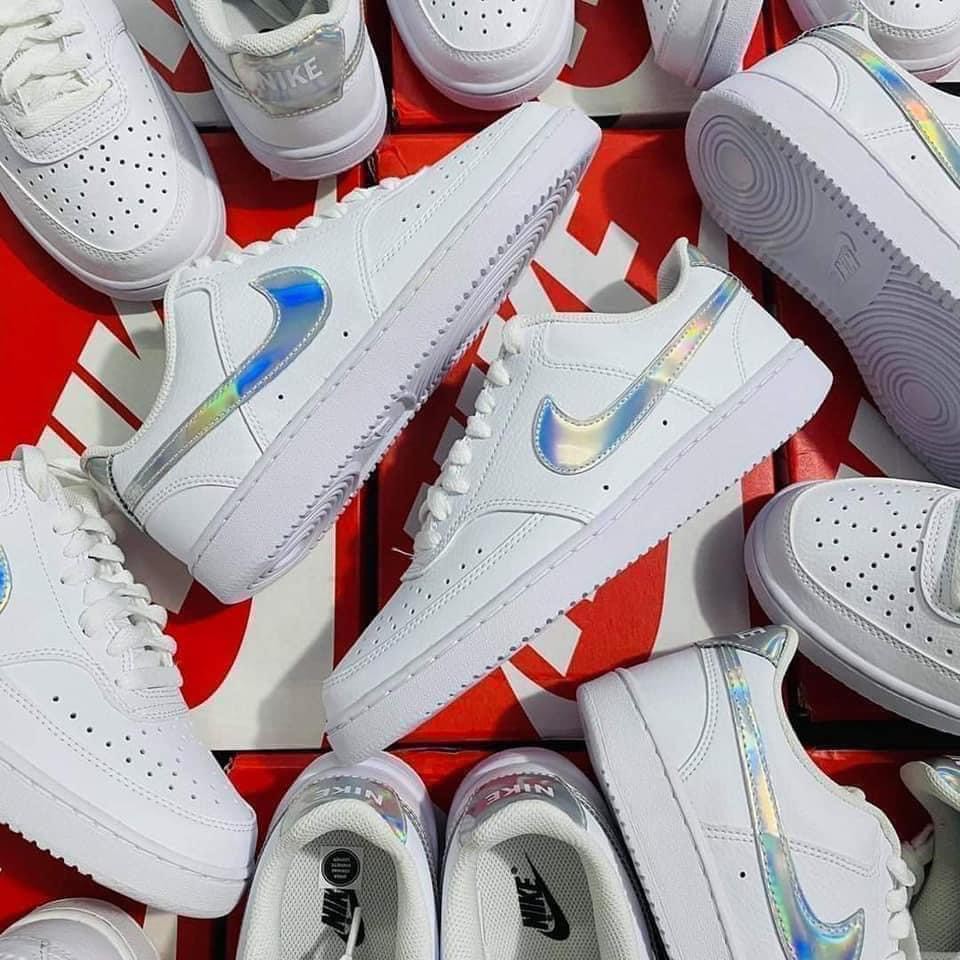 Giày Nike Chính Hãng FREESHIPNike Court Vision Allwhite - Hologram - Pink - Giày Thể Thao Unisex - Simple Sneaker
