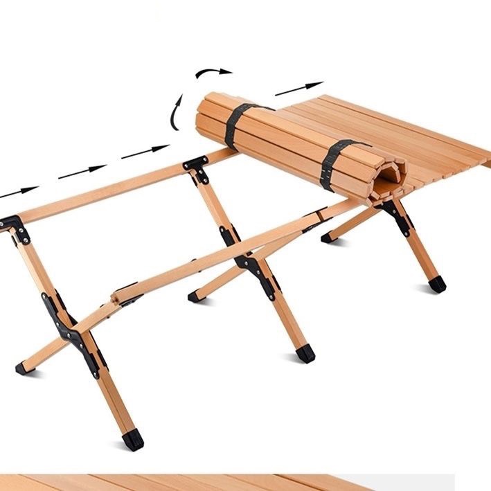Bàn dã ngoại mặt cuộn gọn gỗ  cao cấp  T90 - Thiết kế cuộn thông minh - kèm túi đựng tiện lợi