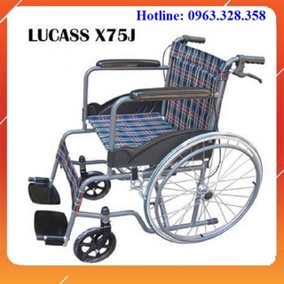 Xe lăn thường vải kẻ Lucass x75 dành cho người khuyết tật, người già, người bệnh - inbox với shop trước khi đặt hàng