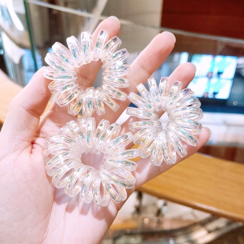 Dây Buộc Tóc Co Giãn Chất Liệu Nhựa Hình Xoắn Ốc Phong Cách Hàn Quốc Cho Nữ