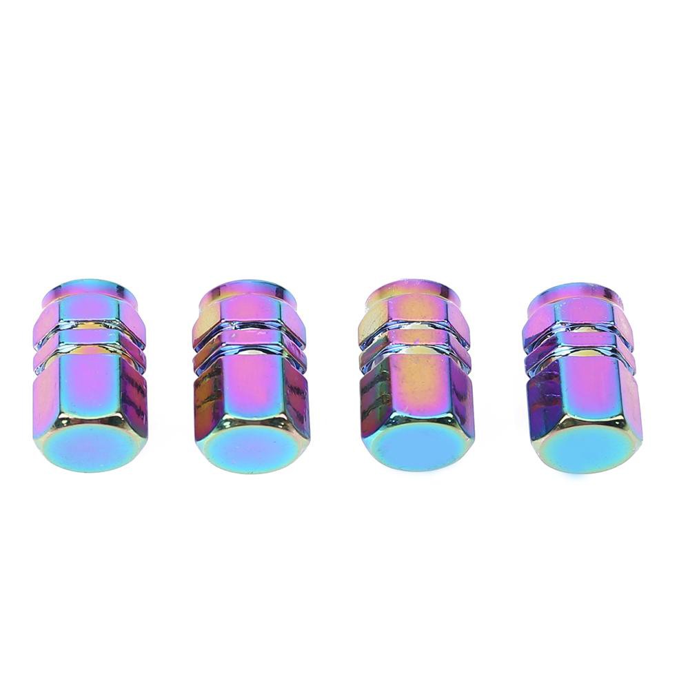 Set 4 nắp van xe đạp , xe máy bằng nhôm hình lục giác nhiều màu