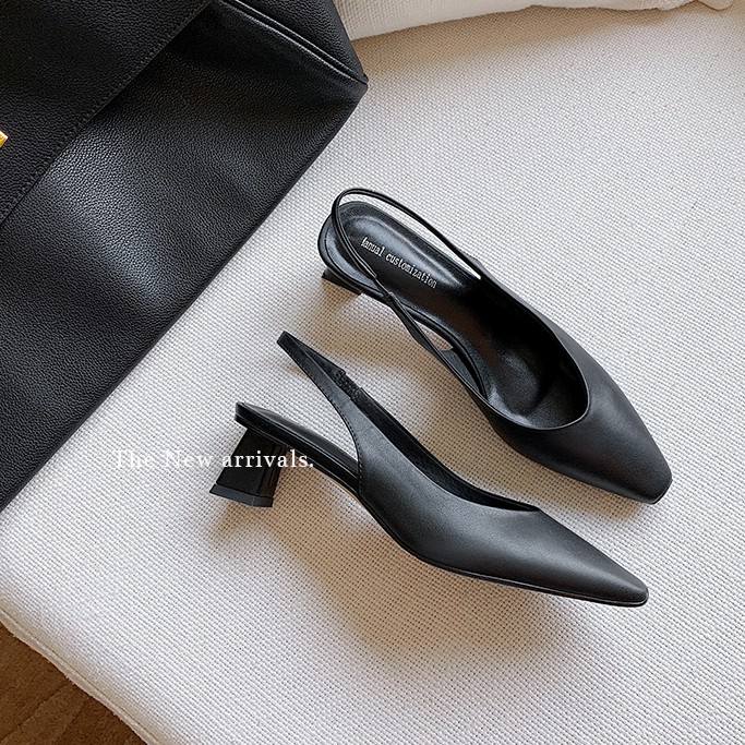 Giày Sandal Nữ Cao Gót Mũi Tròn Slingback Basic - SA007