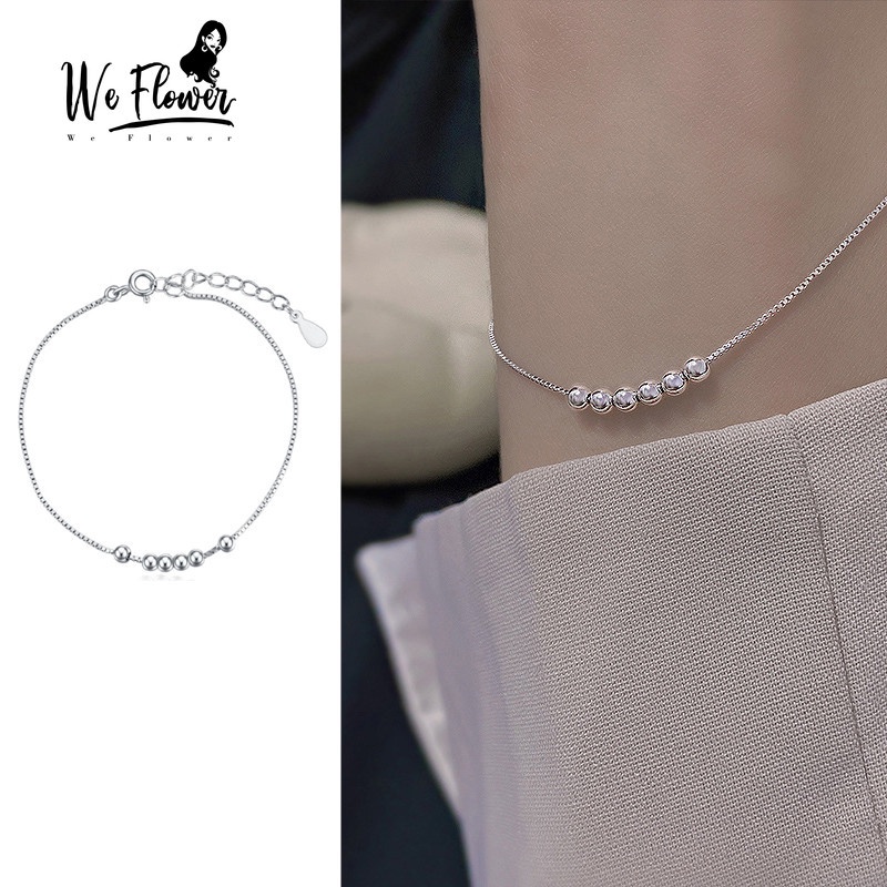 Vòng Tay Bạc S925 We Flower Xỏ Hạt Nhỏ Đơn Giản Phong Cách Hàn Quốc Thời Trang Cho Nữ