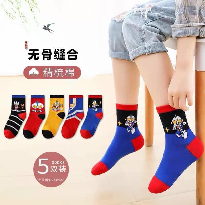 LỐ 10 ĐÔI TẤT SIÊU NHÂN CỔ CAO PHỐI MÀU TH ĐẸP CHO BÉ