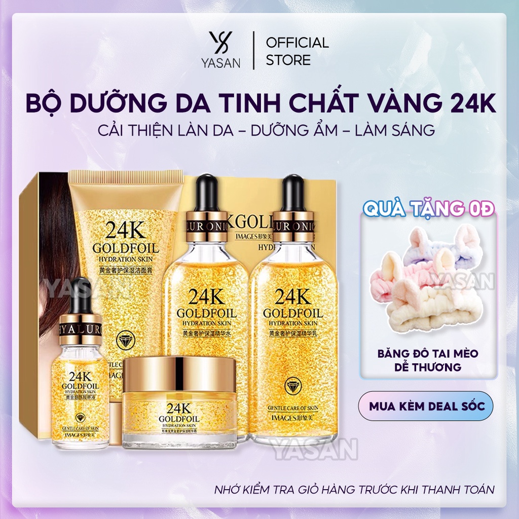 Bộ chăm sóc da dưỡng tái sinh da IMAGES tinh chất vàng 24K dưỡng trắng và ẩm da bộ dưỡng da Yasan