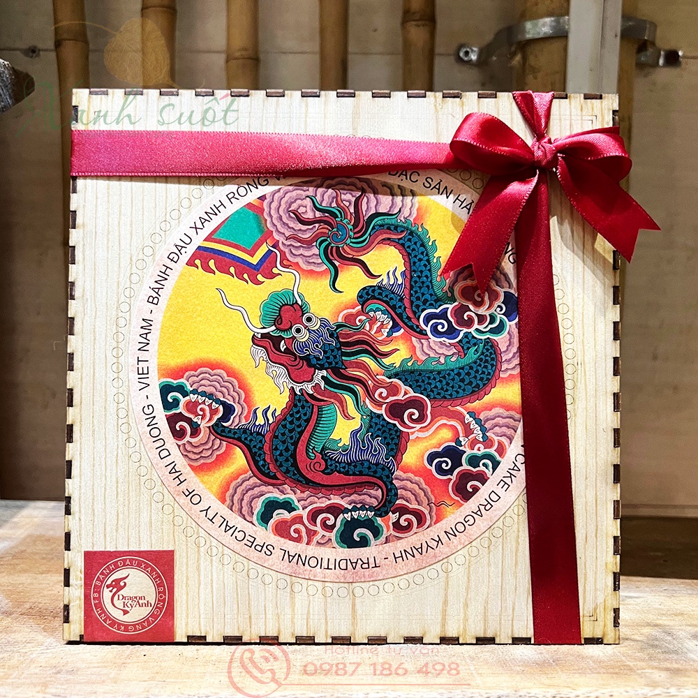 [Dragon Kỳ Anh] Bánh Đậu Xanh Hộp Gỗ Cao Cấp- Có Kèm Túi Giấy Tặng Quà [ Đặc sản Hải Dương]
