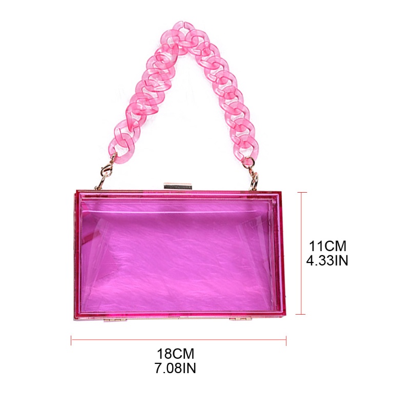 Seng Túi Đeo Chéo Hộp Acrylic Trong Suốt Với Dây Xích Ngắn Có Thể Tháo Rời Cho Nữ