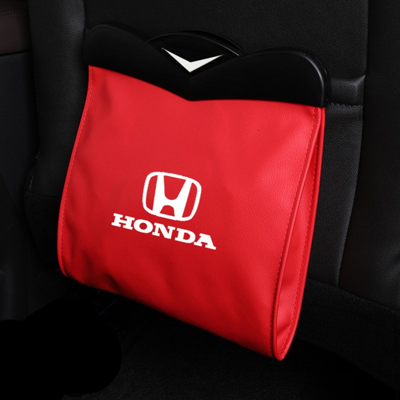 Thùng Đựng Rác Bằng Da Có Đèn LED Gắn Ghế Sau Xe Hơi Thông Dụng Cho Honda City Civic Jazz BRV Accord HRV Odyssey CRV Type R