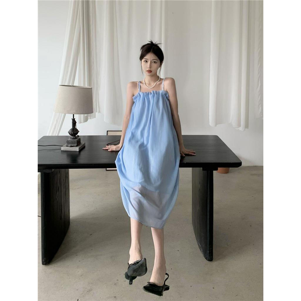 Đầm Hai Dây Phối Ngọc Trai Xinh Xắn 51279