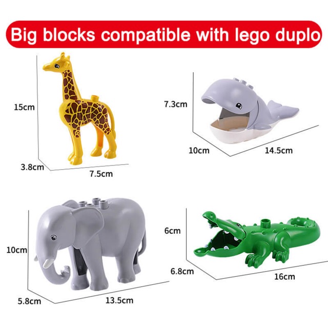 Mô hình các con vật tương thích lego duplo