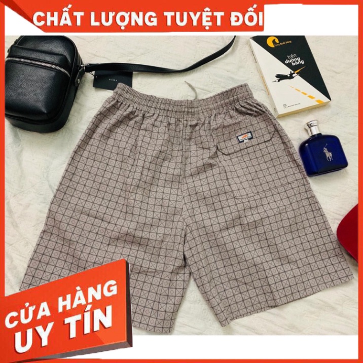 Quần Short Kaki Nam Kẻ Caro - Quần Ngố Kaki Nam Lưng Thun Thời Trang Chất Vải Kaki Mềm Mịn - Hàng nhập khẩu