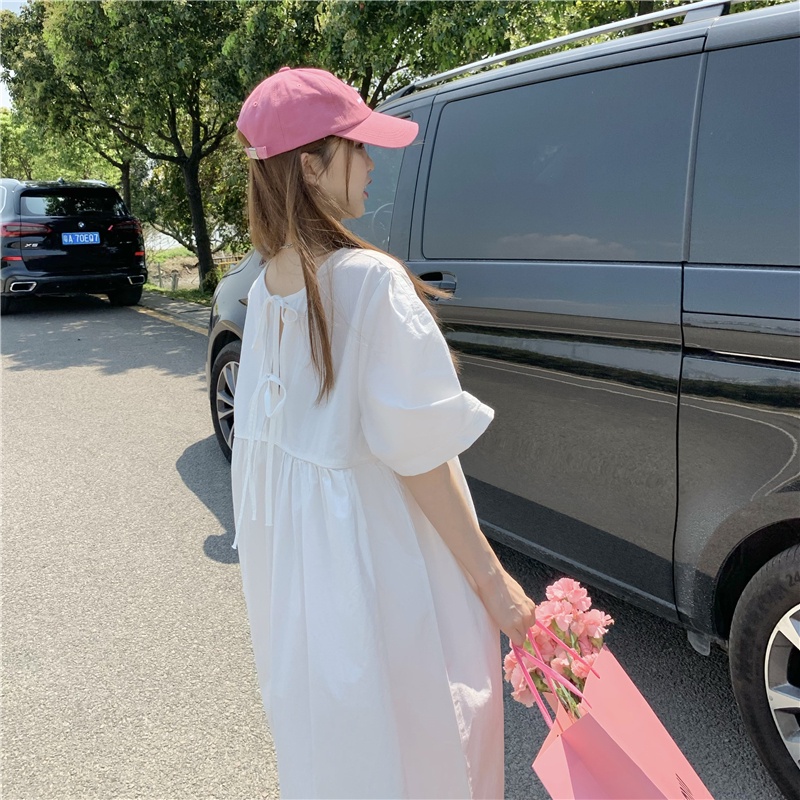 Váy babydoll cộc tay xoè dài, màu nâu vintage nhẹ nhàng style Hàn Quốc