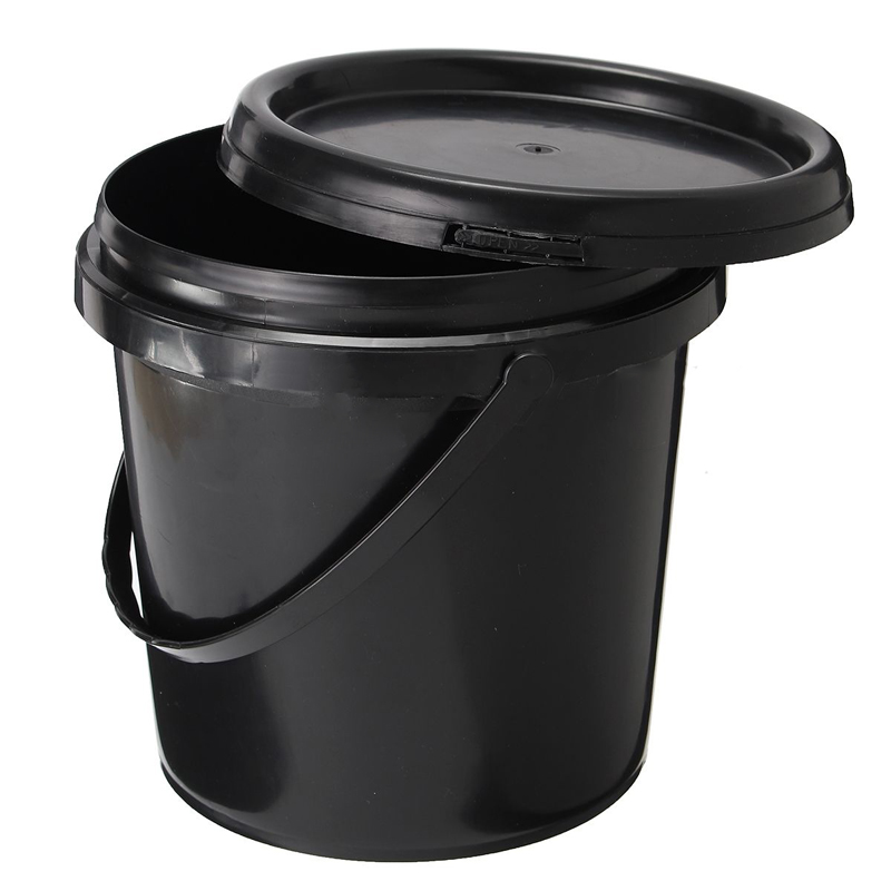 Xô Nhựa Tròn Màu Đen Có Nắp Và Tay Cầm Dung Tích 5l ☆Phong Cách westyle