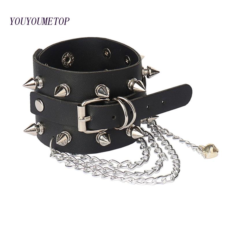 Vòng Tay Da Đính Đinh Tán Phong Cách Punk