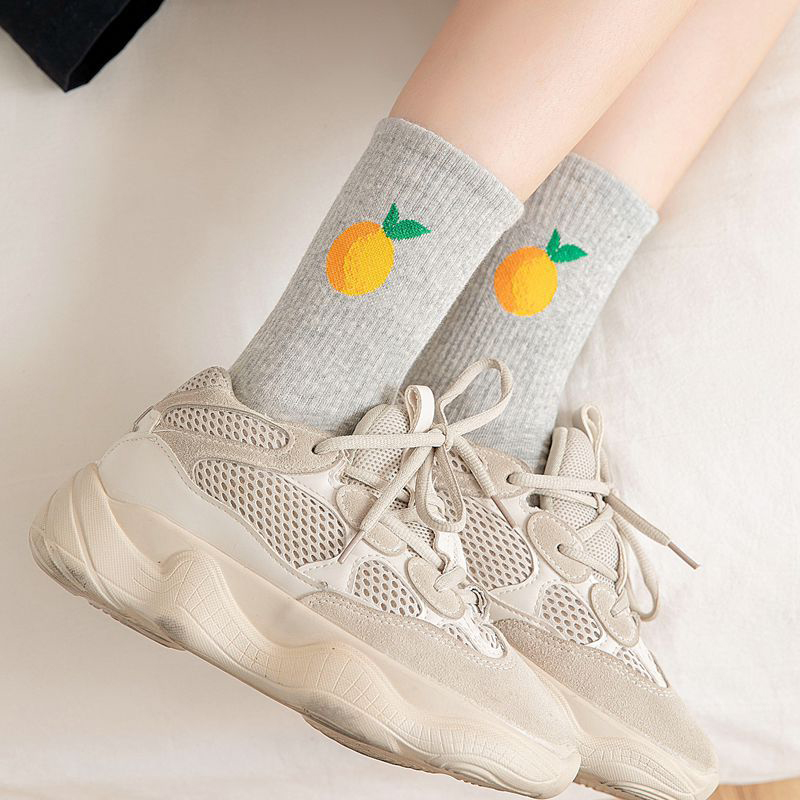 【YKN】Autumn Hyuna Fruit Pile Pile Socks Unisex Candy Color Cartoon Cotton Socks