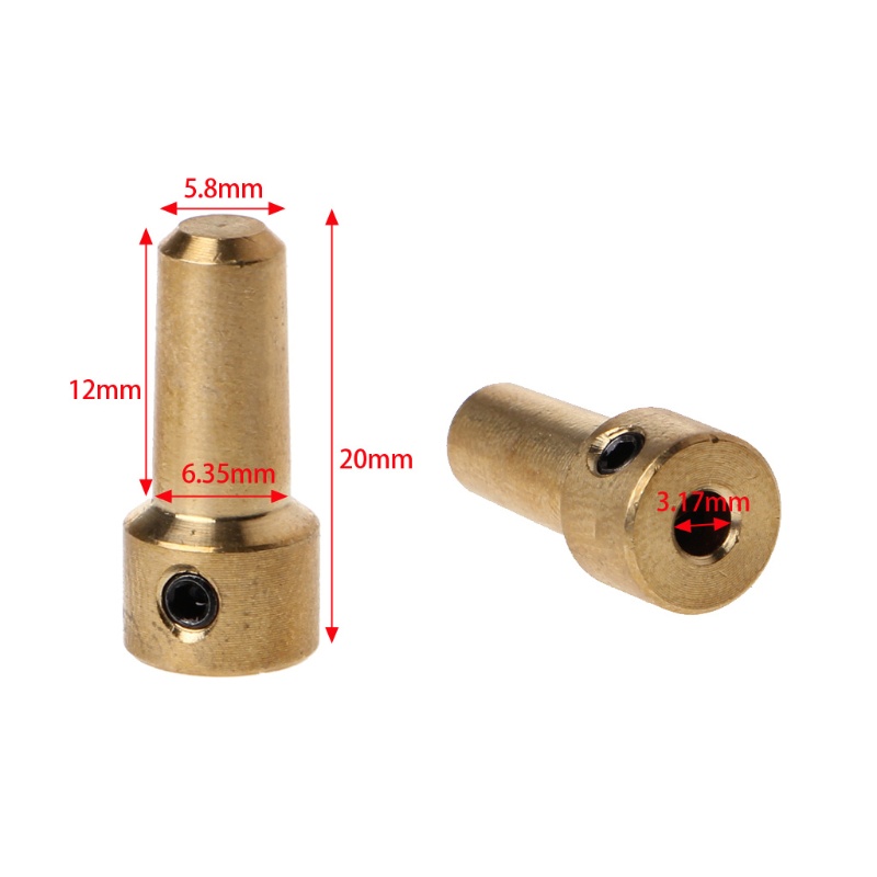 Đầu nối trục động cơ coupling JT0 bằng đồng thau 3.17mm
