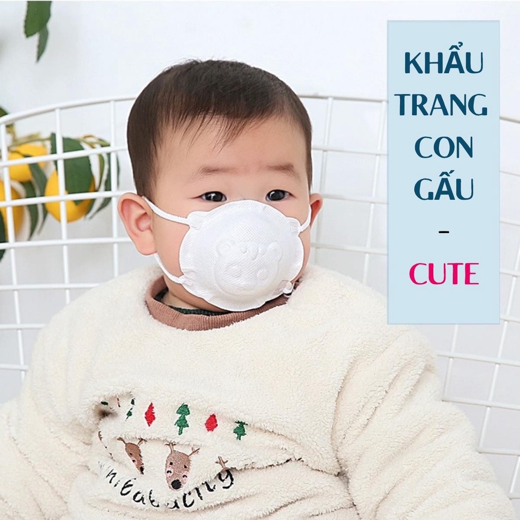 [FREE SHIP] Set 10 cái khẩu trang cho bé, khẩu trang em bé hình gấu 3D cho trẻ 0-3 tuổi