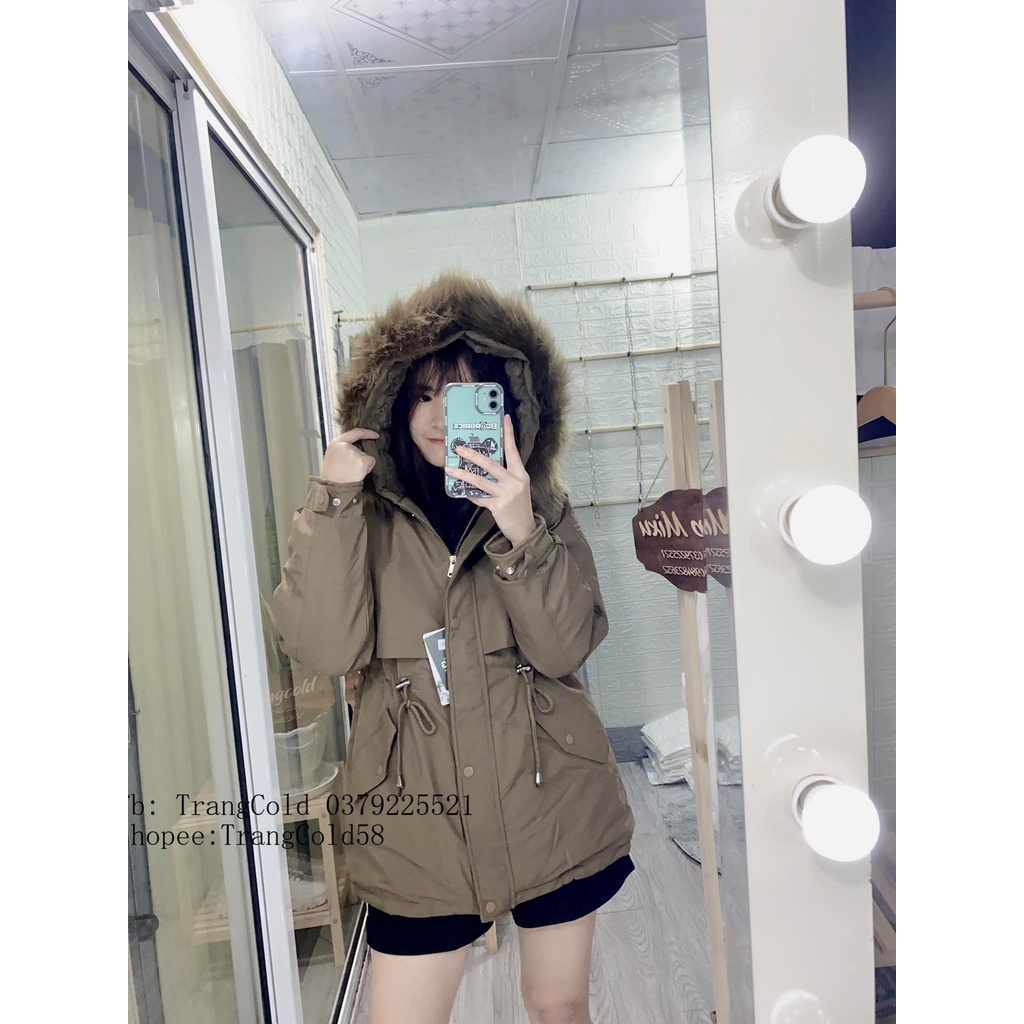 Khoác Phao Lót Lông  Mũ Lông Dày Ấm_ Hàng QC Đẹp (Ảnh Thật Shop Tự Chụp)