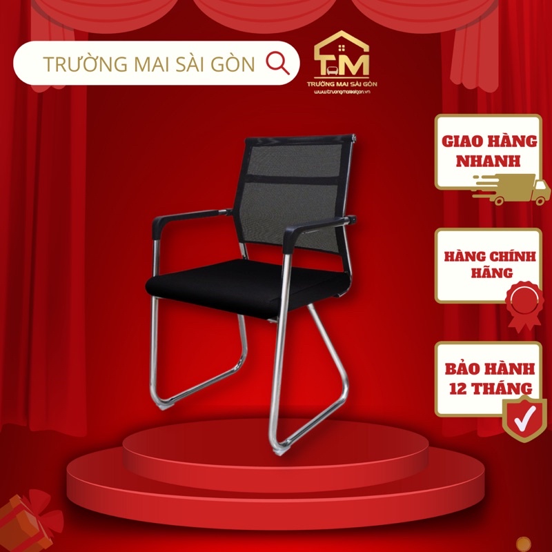 Ghế quỳ làm việc có tay lưng lưới thấp Trường Mai Sài Gòn chất liệu lưới nhựa chân mạ croom cao cấp