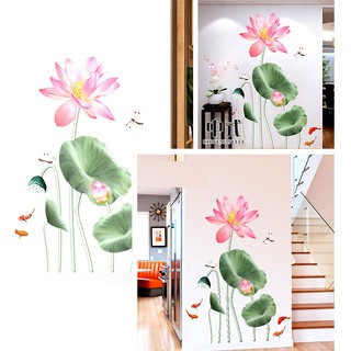 Decal giấy dán tường [PHONG THỦY] Decan Sen an lạc