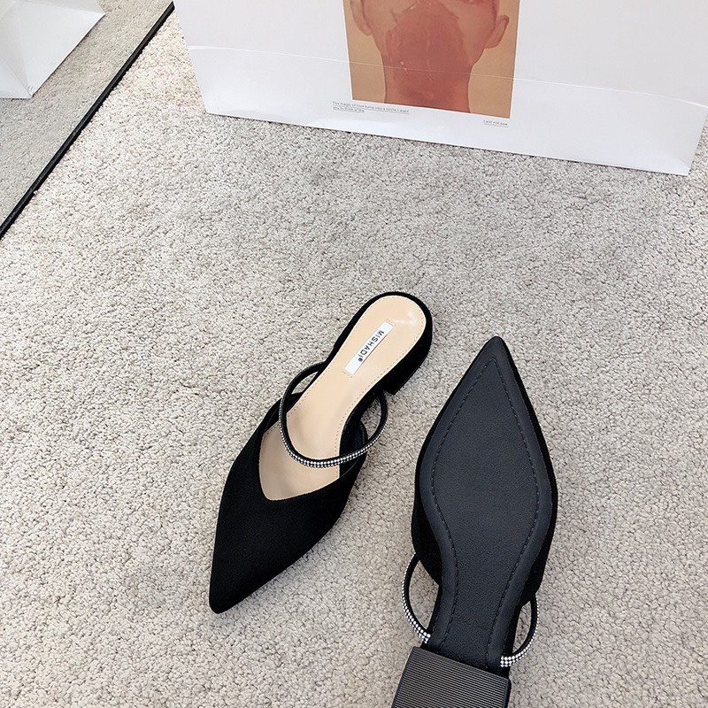 Sục nữ mũi nhọn quai đính đá, đế cao 3cm lên chân cực xinh, dễ dàng phối đồ Hot Trend 2022