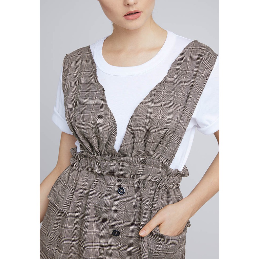 Đầm Caro Phối Nút - Lovadova 19D08C010