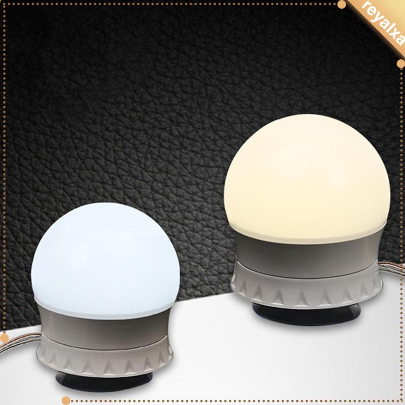 Đèn LED 10 Bóng Gắn Gương Trang Điểm Có Cốc Hút Sử Dụng Pin Để Bàn Trang Điểm