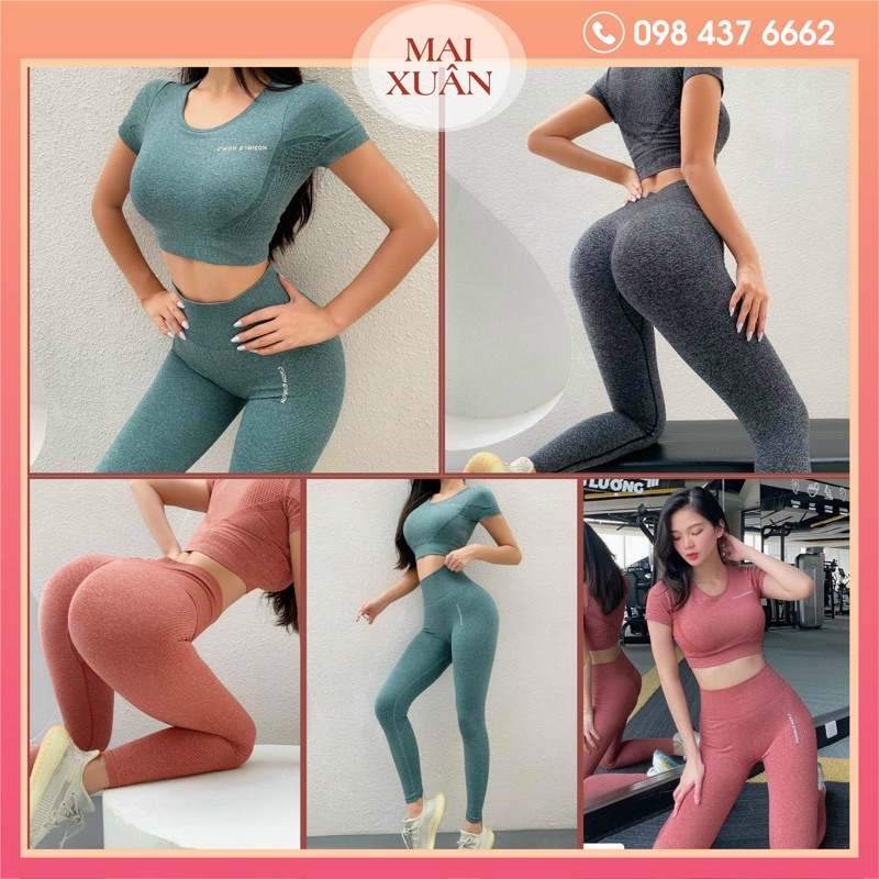 Đồ tập yoga và gym , set naqui 137 , chất thun dệt kim dày dặn co giản tốt , sẵn mút