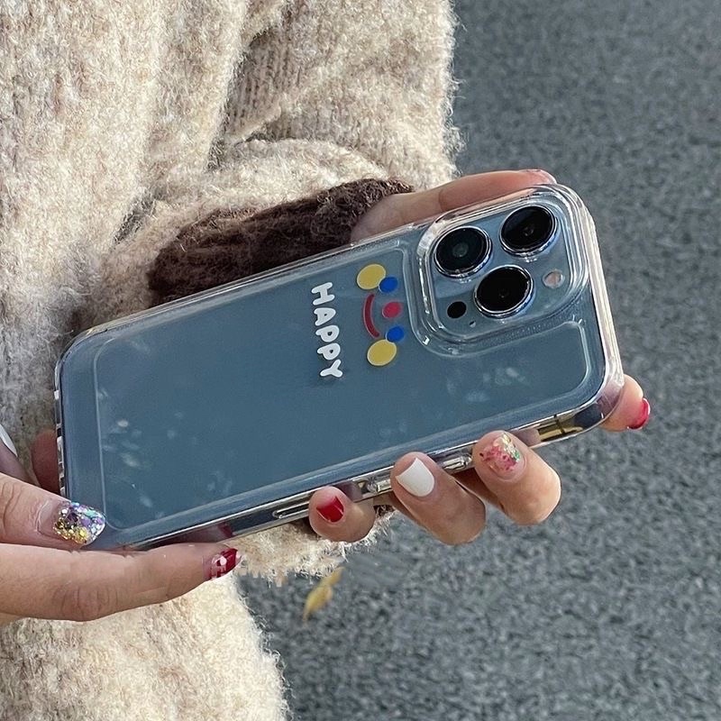 Ốp iphone Space trong suốt Silicon in hình happy dẻo viền vuông 7/8/7plus/8plus/x/xs/XR/xsmax/12/12promax/13/13pro/max