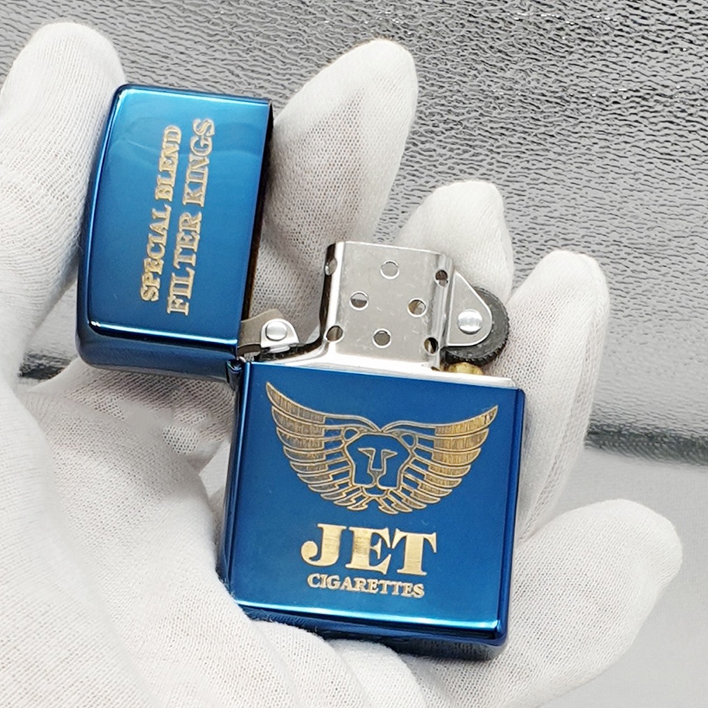 Bật zippo xanh, hộp quẹt Sapphire khắc JET vỏ dày hàng chuẩn Mỹ- KenZ