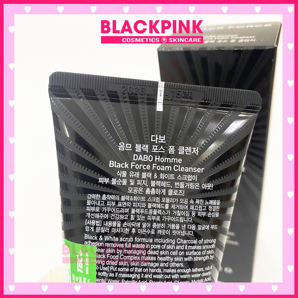Sữa rửa mặt nam Dabo Black Force Hàn Quốc, tinh chất than hoạt tính giúp sạch nhờn sạch mụn 120ml
