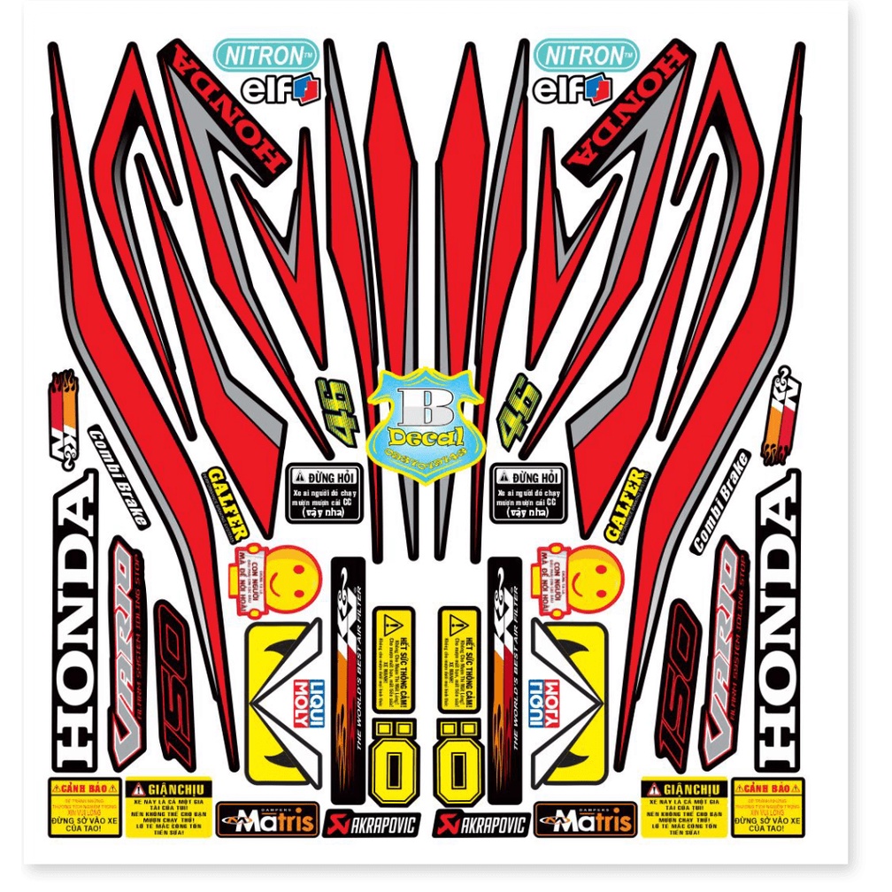 ( Quí khách vui lòng mang ra tiệm cho thợ dán ) vario 150 mẫu zin đỏ đen