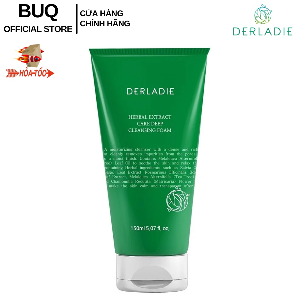 Sữa Rửa Mặt Tràm Trà Sạch Sâu, Kiềm Dầu Derladie Herbal Extract Care Deep Cleansing Foam 150ml