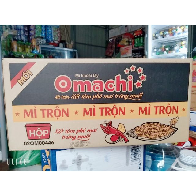 Thùng mì omachi xốt tôm phô mai trứng muối 12 hộp ×105g