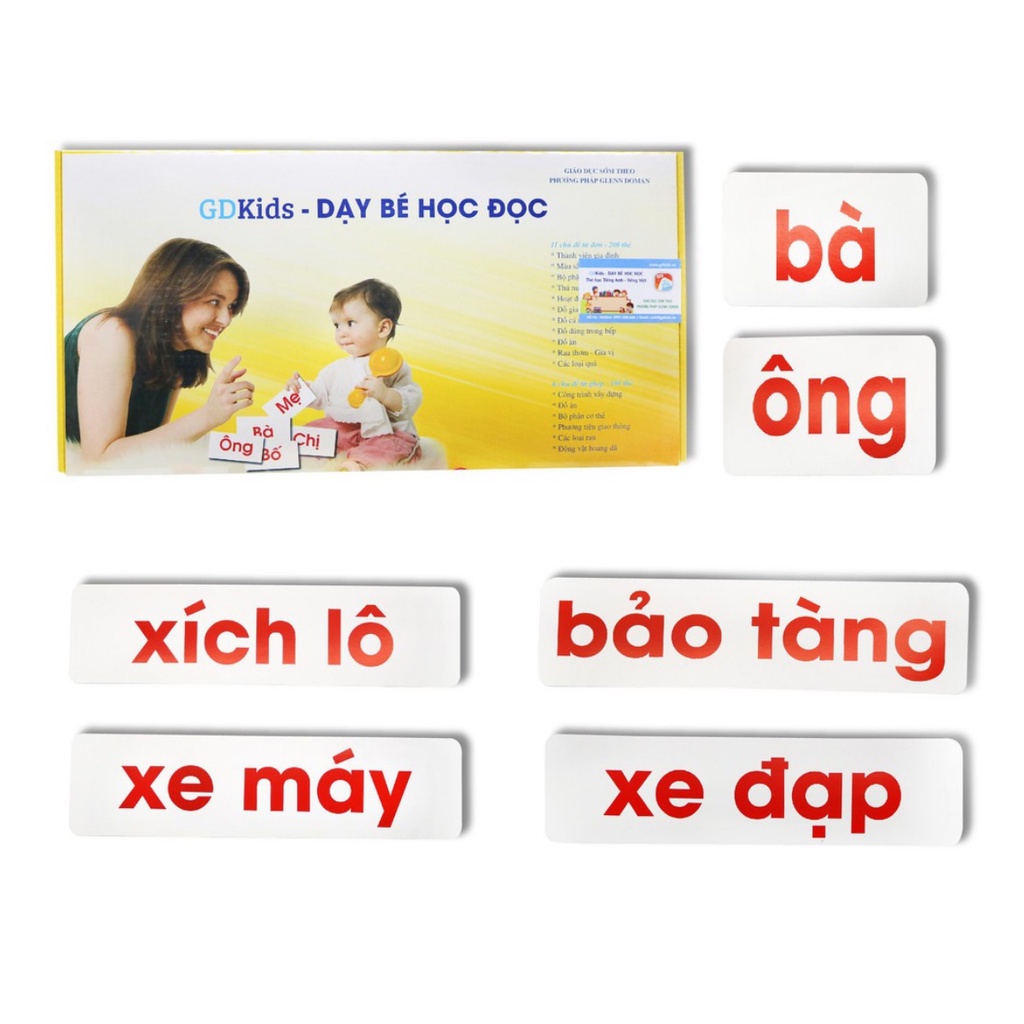 Flashcard glenn doman chuyên sâu chuẩn bộ thẻ chữ tiếng việt 300 thẻ Shop Bố Su