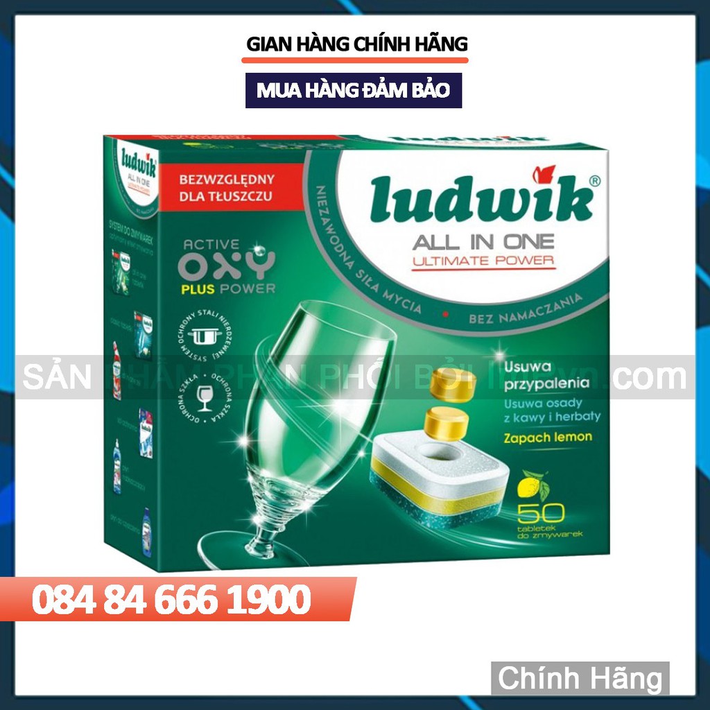 Viên rửa chén bát Ludwik All in one Ultimate hộp 50 viên (Hộp 120 viên)