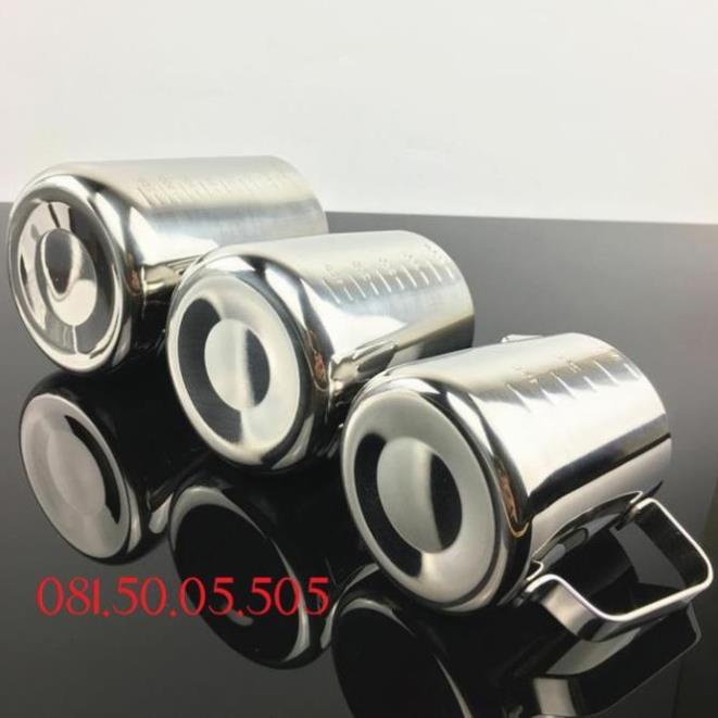 Ca đánh sữa inox có vạch chia 350ml - 550ml - 1 Lít, Lọ rắc bột inox, Bút vẽ latte, Tạo bọt cà phê, Khuôn capu Pb229