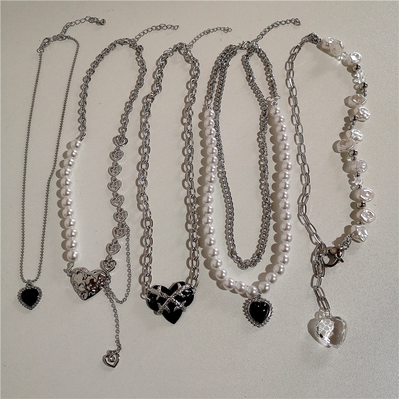 IF ME Vòng cổ   kiểu hạt ngọc trai mặt trái tim/bướm thời trang cho nữ