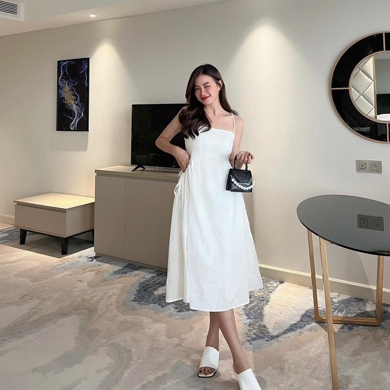 [Ảnh thật] Đầm babydoll 2 dây đan dây hở lưng