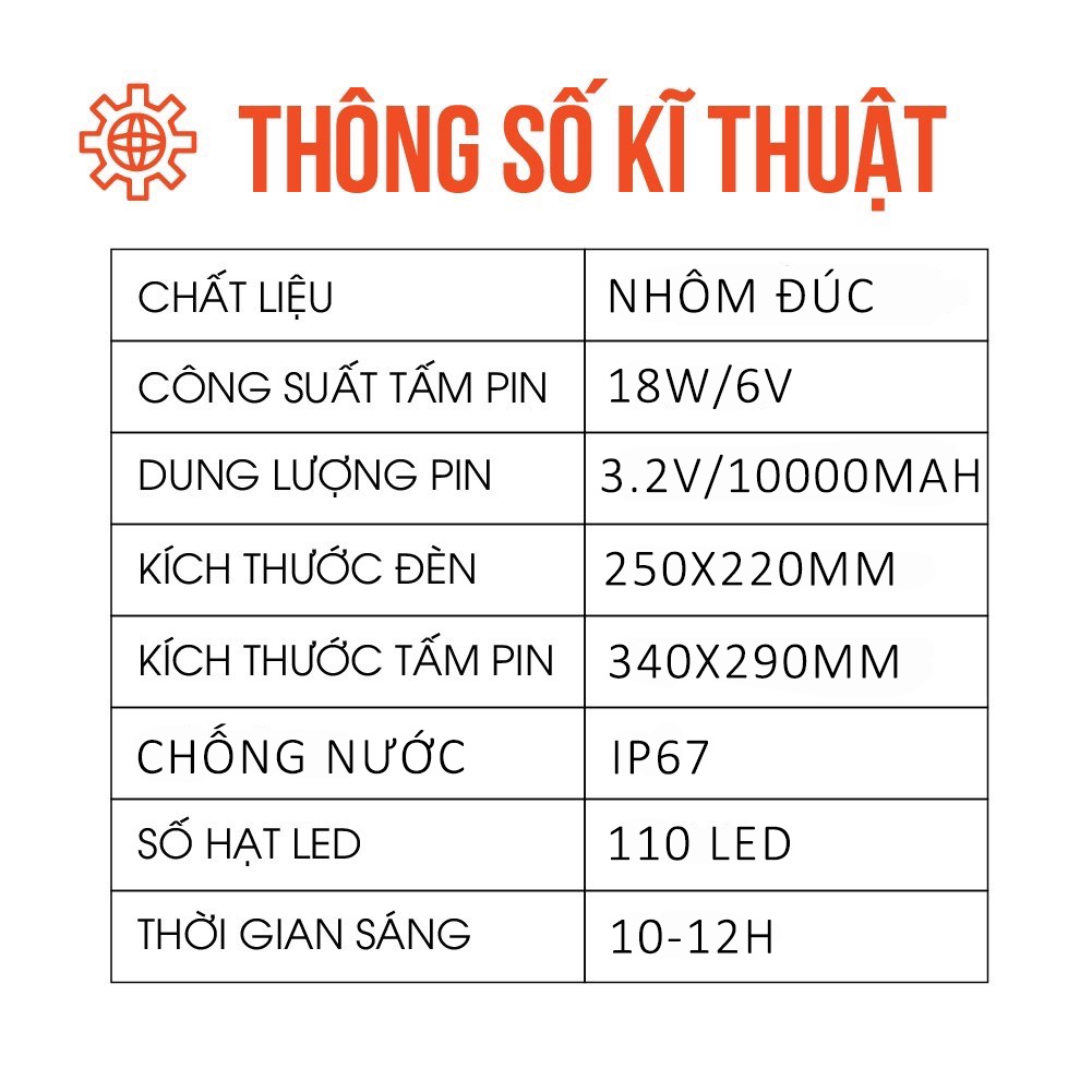 Đèn Pha Năng Lượng Mặt Trời Jindian, Công Suất 40W (Bản Nâng Cấp)