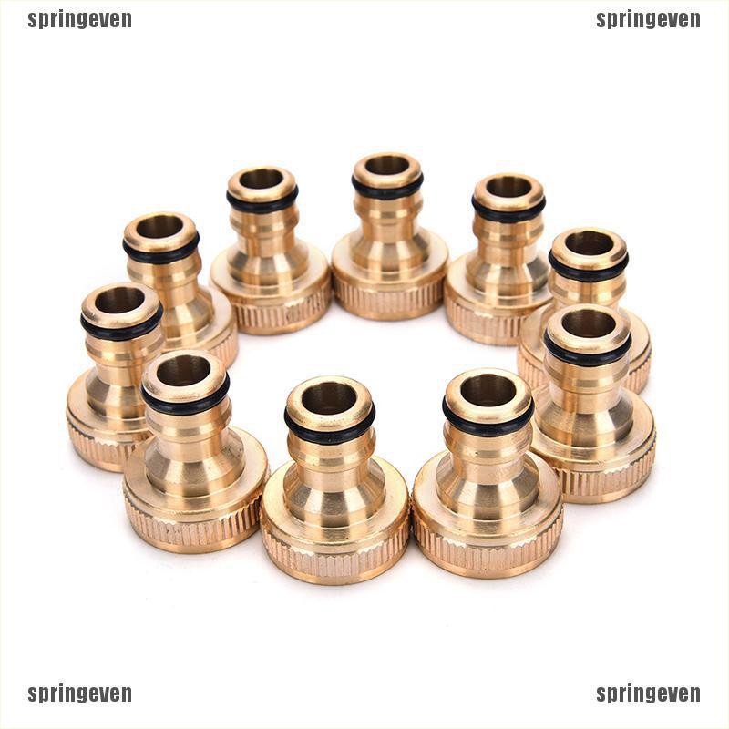 Bộ 2 Đầu Nối Ống Nước Tưới Vườn Bằng Đồng Thau 3 / 4 &quot;