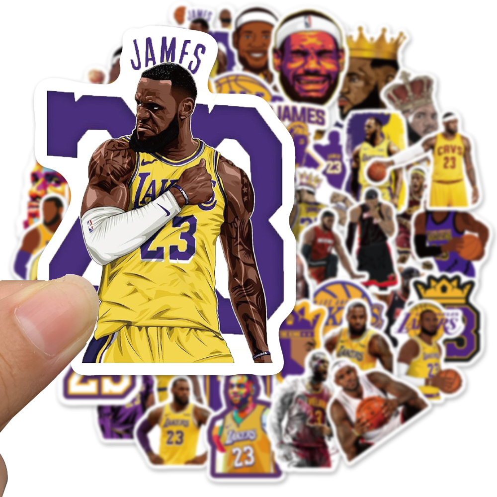 Set 50 Hình Dán Chống Thấm Nước Họa Tiết Cầu Thủ Bóng Rổ Lebron James Trang Trí Đa Dụng