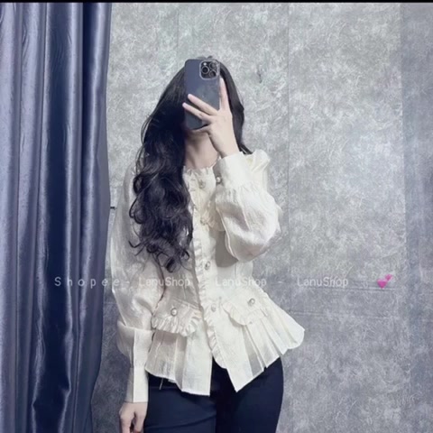 [Mã FATREND02 giảm đến 30k đơn 99k] Áo sơ mi nữ 4 nắp túi, Vải lấp lánh 2 lớp sịn sò Lanushop | BigBuy360 - bigbuy360.vn