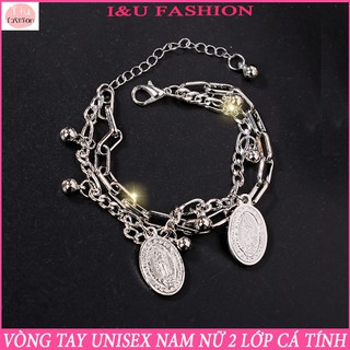Vòng tay lắc tay 2 lớp kim loại UNISEX Nam Nữ với 2 lớp khác nhau vô cùng cá tính , thời trang và độc đáo VT-34