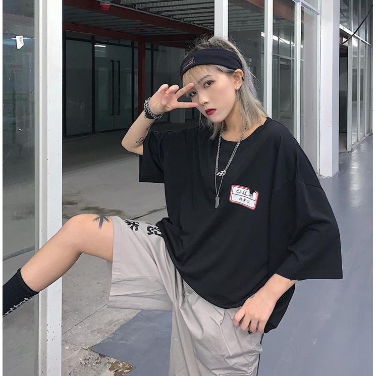 Áo thun Unisex tay lỡ chữ tàu đỏ tim nam nữ form rộng YNSHOP