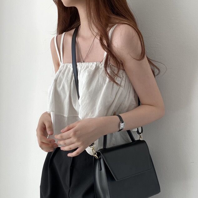 Áo hai dây croptop thiết kế bèo xếp nếp thời trang mới 45116