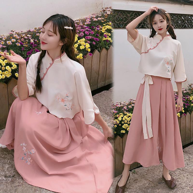 Set Áo Khoác Thêu Họa Tiết + Chân Váy Lưng Cao Xinh Xắn Dành Cho Nữ | BigBuy360 - bigbuy360.vn