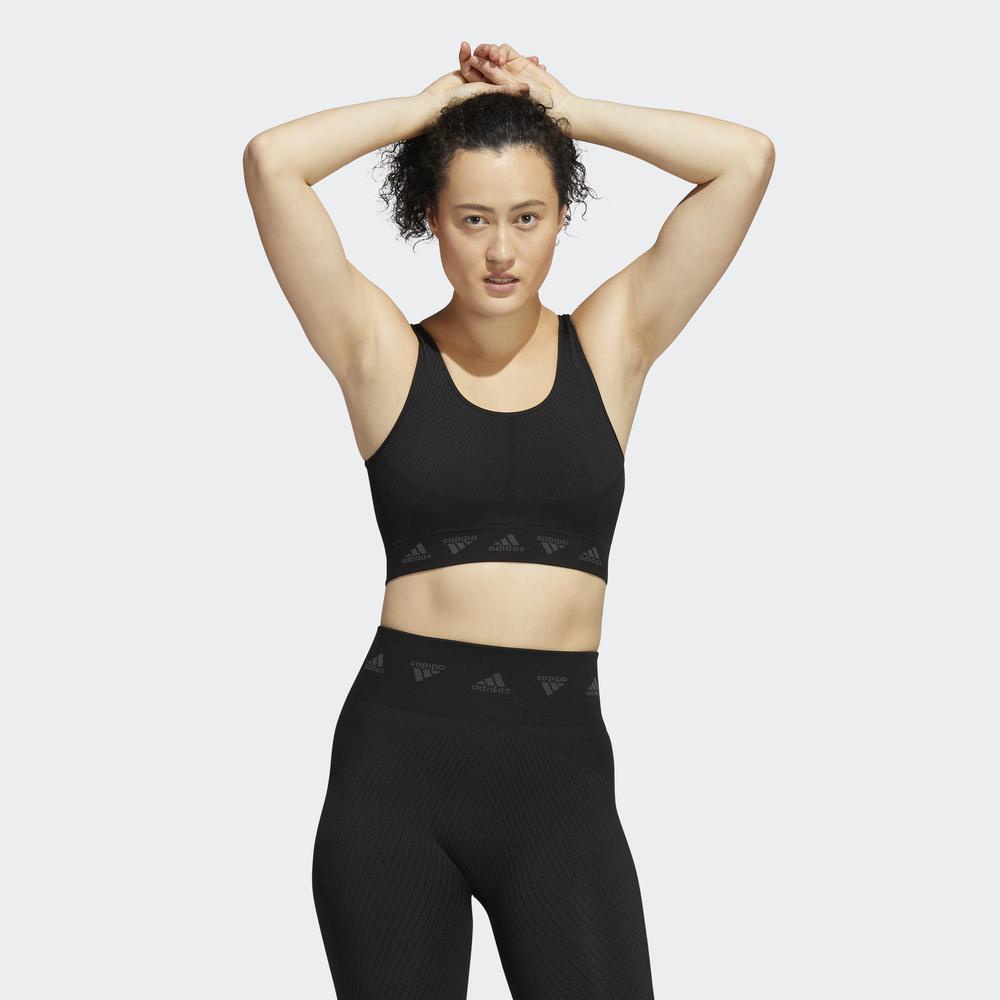 Áo Ngực Thể Thao adidas TRAINING Nữ Áo Bra Light Support adidas AEROKNIT Màu đen H64691