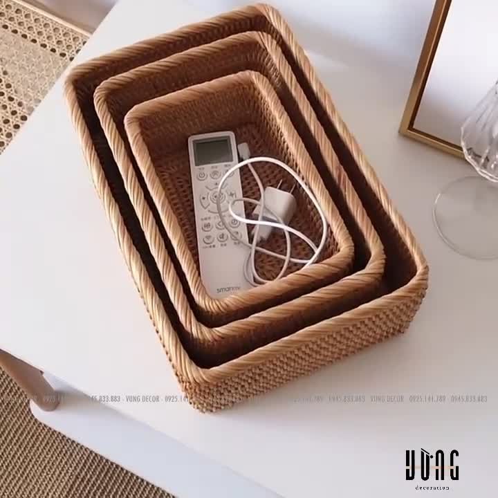 Khay Mây VỪNG DECOR. Đựng Đồ Đa Năng, Đựng Mỹ Phẩm, Đựng Đồ Cá Nhân - Hàng VNXK [ FreeShip - Giảm 10k Đơn 0đ ] | BigBuy360 - bigbuy360.vn